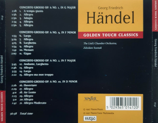 Georg Friedrich Händel, Lodz Chamber Orchestra, Zdzisław Szostak : Concerti Grossi Op.6 Nos. 1, 2, 9, 10 (CD)