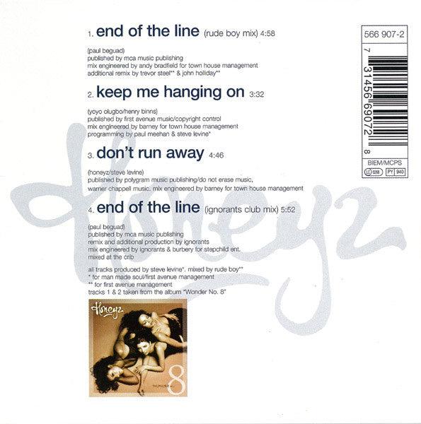 Honeyz : End Of The Line (CD, Single)