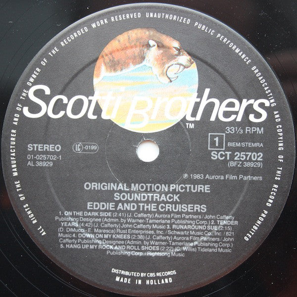 John Cafferty And The Beaver Brown Band : Eddie And The Cruisers (Original Motion Picture Soundtrack) (LP, Album)
