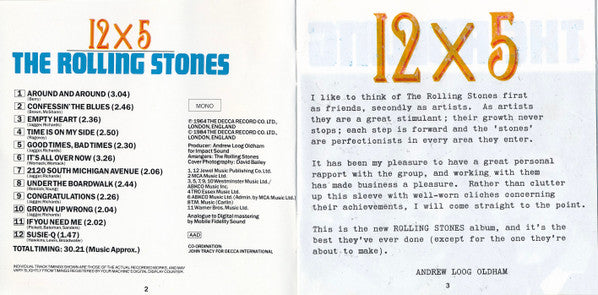 The Rolling Stones : 12 X 5 (CD, Album, Mono, RE, RM)