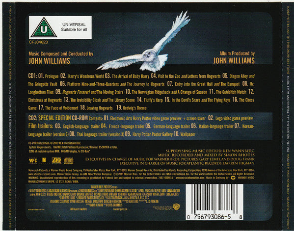 John Williams (4) : Harry Potter And The Philosopher's Stone (Music From And Inspired By The Motion Picture) (CD, Album + CD-ROM)