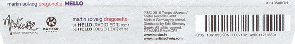 Martin Solveig, Dragonette : Hello (CD, Single)