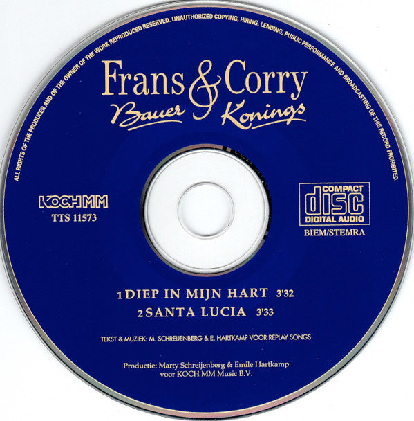 Frans Bauer & Corry Konings : Diep In Mijn Hart (CD, Single, Car)