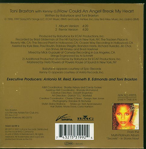 Toni Braxton With Kenny G (2) : How Could An Angel Break My Heart (CD, Single, Car)