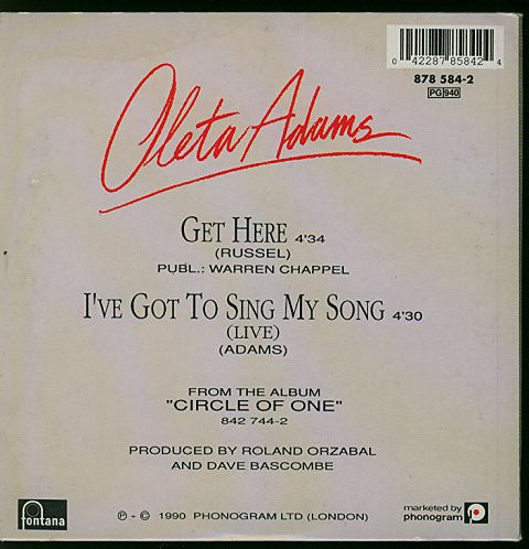 Oleta Adams : Get Here (CD, Single, Car)