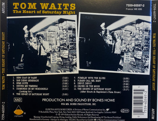 Tom Waits : The Heart Of Saturday Night (CD, Album, RE, RP)