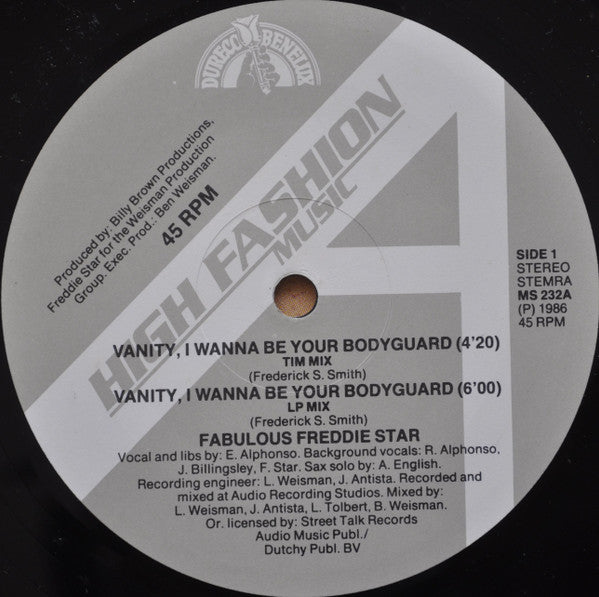 Fabulous Freddie Starr : Vanity, I Want  To Be Your Bodyguard (12")