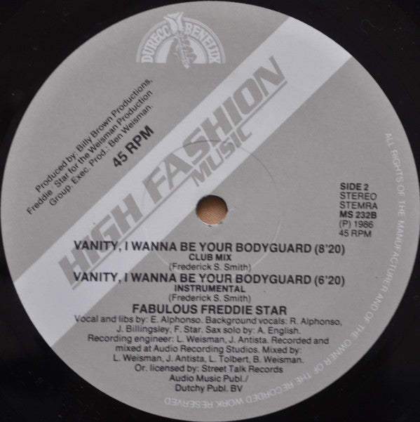 Fabulous Freddie Starr : Vanity, I Want  To Be Your Bodyguard (12")