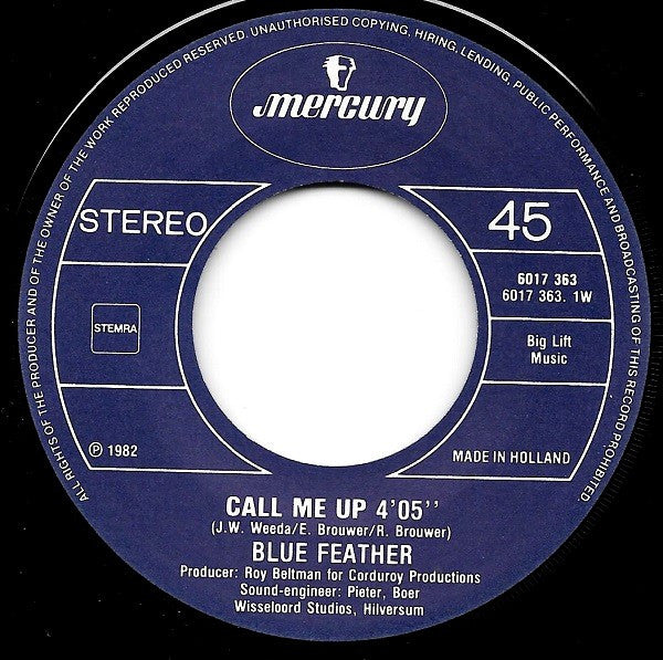 Blue Feather : Call Me Up (7", Single)