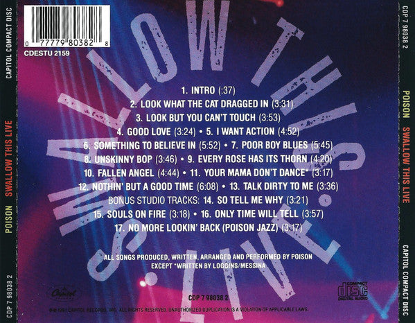 Poison (3) : Swallow This Live (CD, Album)