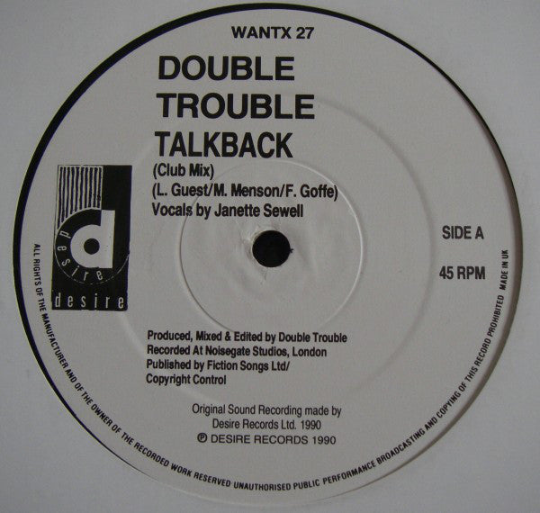 Double Trouble : Talk Back (12")