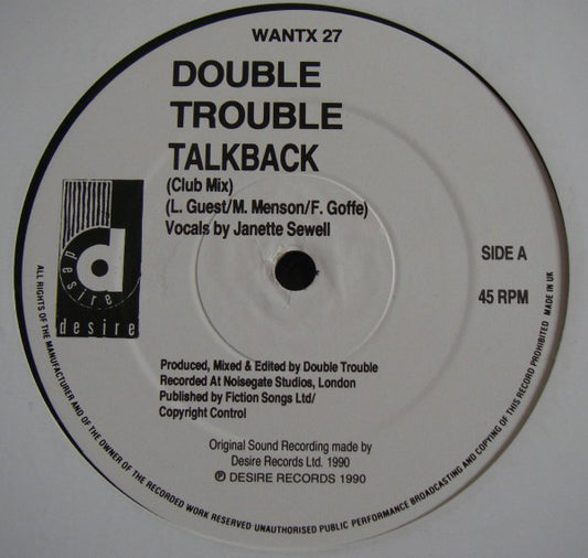 Double Trouble : Talk Back (12")