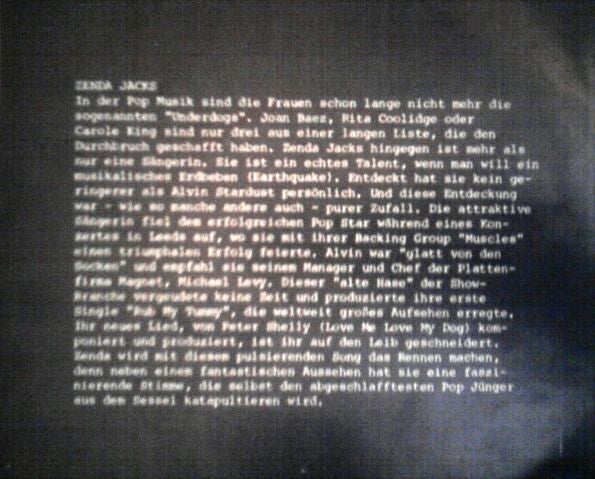 Zenda Jacks : Earthquake (7", Single)