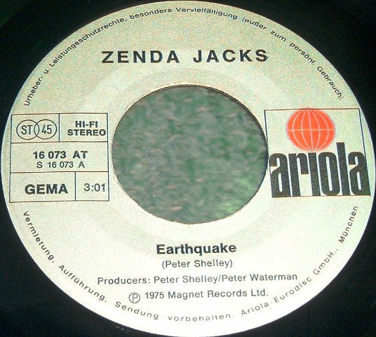 Zenda Jacks : Earthquake (7", Single)
