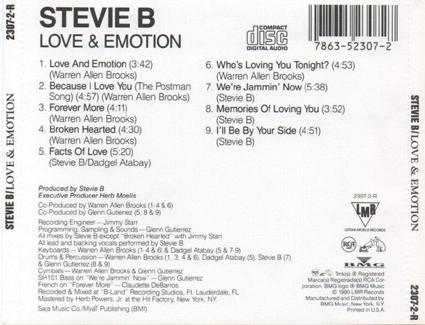 Stevie B : Love & Emotion (CD, Album)