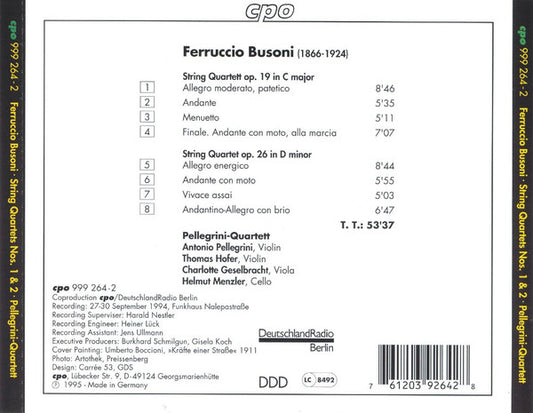 Ferruccio Busoni - Pellegrini-Quartett : String Quartets 1 & 2 (CD, Album)
