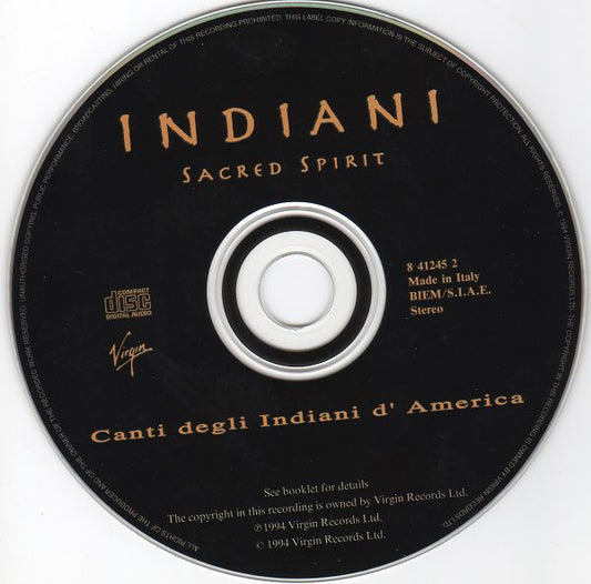 Sacred Spirit : Indiani - Canti Degli Indiani D'America (CD, Album)