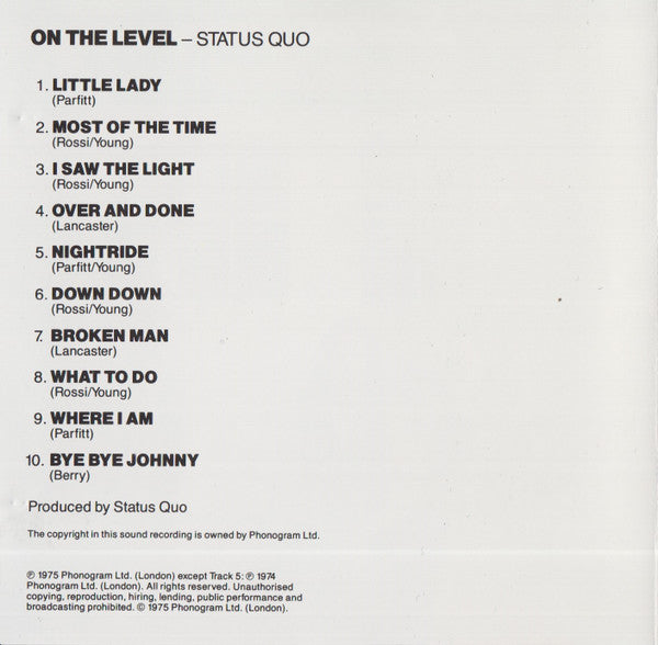 Status Quo : On The Level (CD, Album, RE, RP)