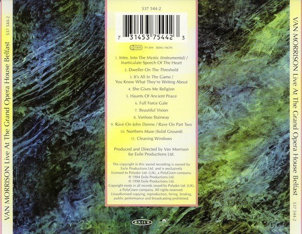 Van Morrison : Live At The Grand Opera House Belfast (CD, Album, RE, RM)
