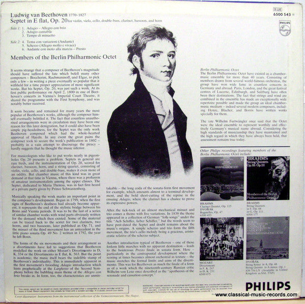 Ludwig Van Beethoven / Members Of The Berlin Philharmonic Octet : Septett Op. 20 (LP)