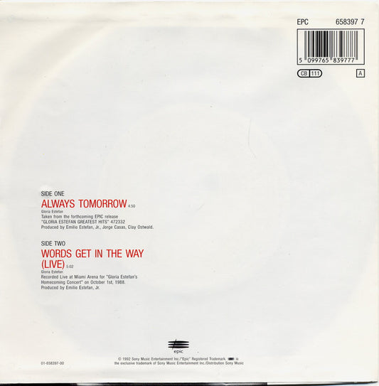 Gloria Estefan : Always Tomorrow (7", Single, Lar)