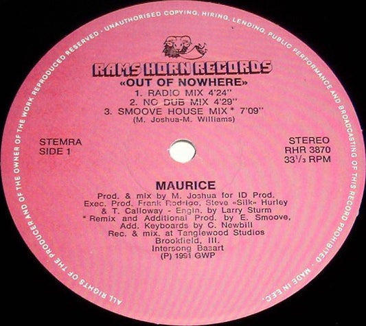 Maurice Joshua : Out Of Nowhere / Melody (12")