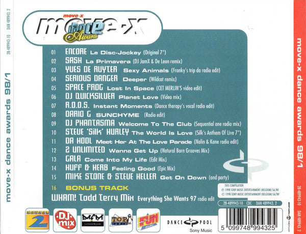 Various : Move-X Dance Awards 98/1 (CD, Comp)