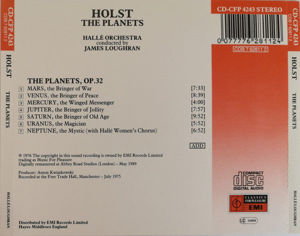 Gustav Holst, Hallé Orchestra, James Loughran : The Planets (CD, Album, RE, RM)