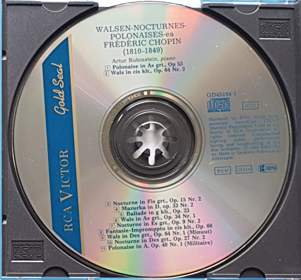 Arthur Rubinstein : Chopin:  Walsen - Nocturnes - Polonaises E.A. (3xCD, Comp)