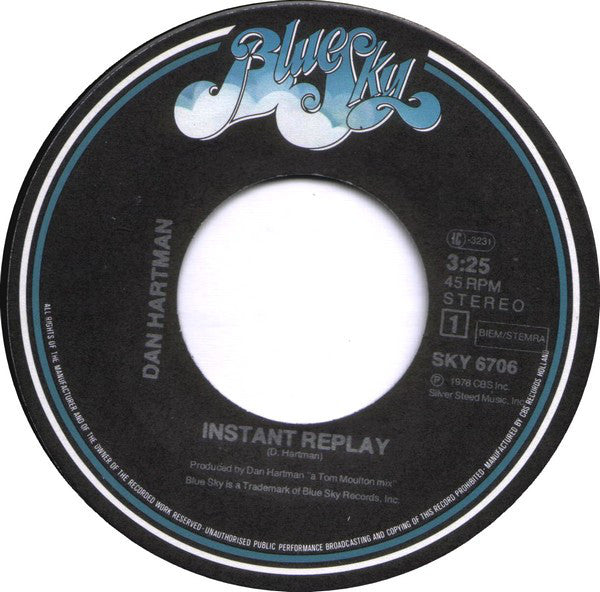 Dan Hartman : Instant Replay (7", Single)