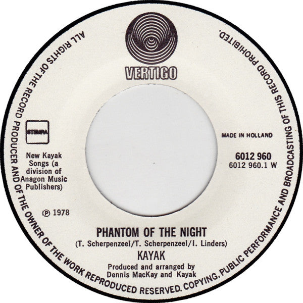 Kayak : Phantom Of The Night / Ivory Dance (7", Single)