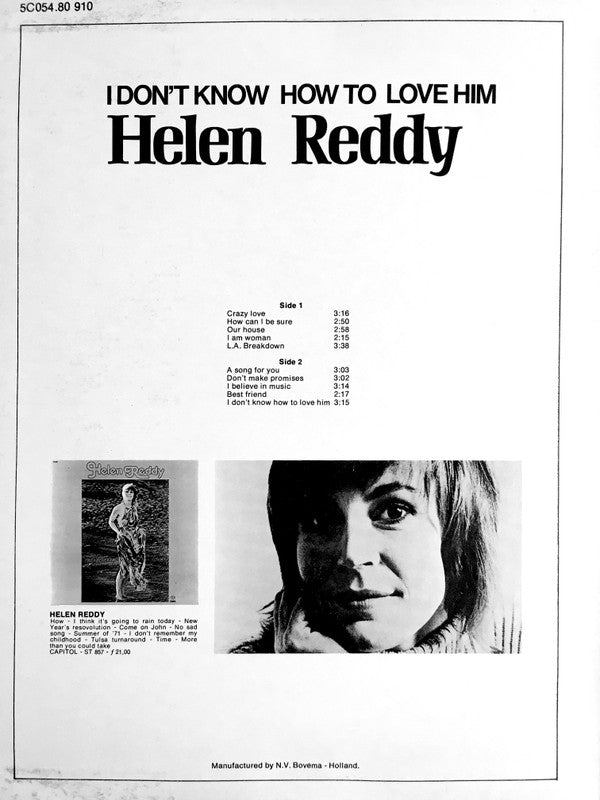 Helen Reddy : I Don't Know How To Love Him (LP, Album)