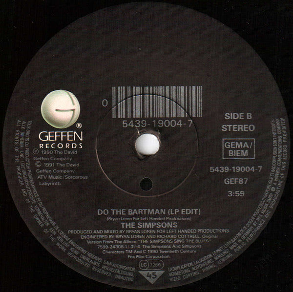 The Simpsons : Do The Bartman (7", Single)