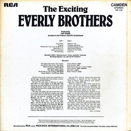Everly Brothers : The Exciting Everly Brothers (LP, Album, RE)