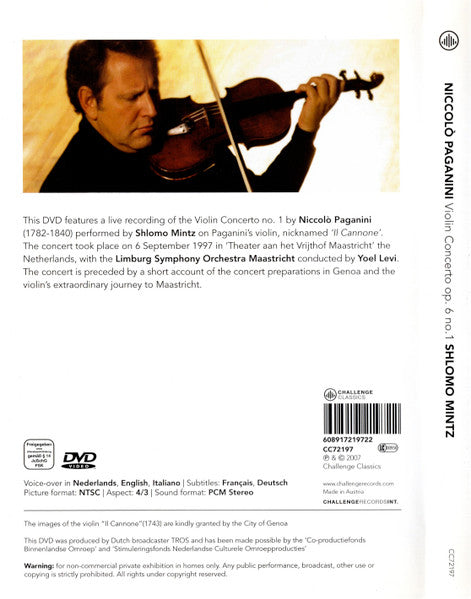 Niccolò Paganini - Shlomo Mintz, Limburgs Symfonie Orkest / Yoel Levi : Violin Concerto Op. 6 No. 1 (DVD-V, NTSC)