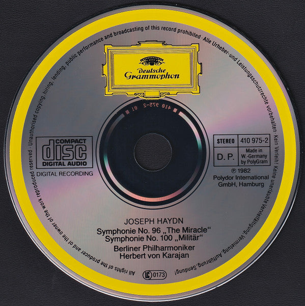 Joseph Haydn, Berliner Philharmoniker · Herbert von Karajan : Symphonien No. 96 »The Miracle« No. 100 »Militar · Military · Militaire« (CD, Album)