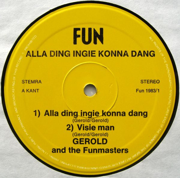 Gerold Rink & The Funmasters : Visie Man (12", Maxi)