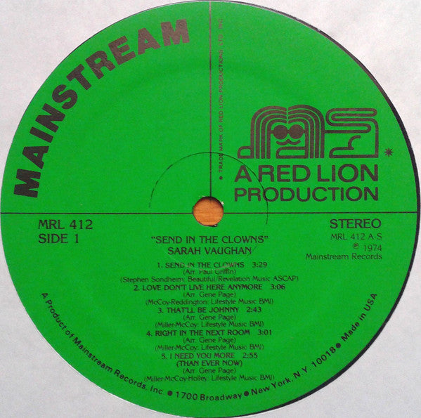Sarah Vaughan : Send In The Clowns (LP, Album)