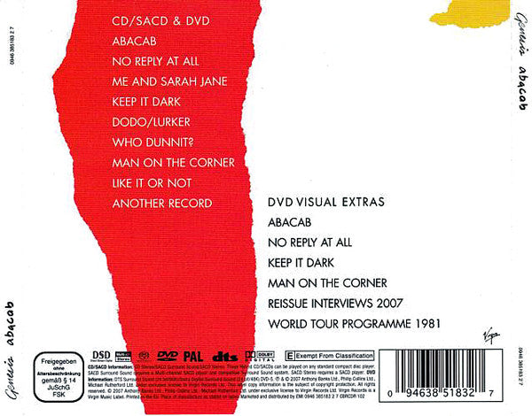 Genesis : Abacab (SACD, Hybrid, Multichannel, Album, RE + DVD-V, Mul)