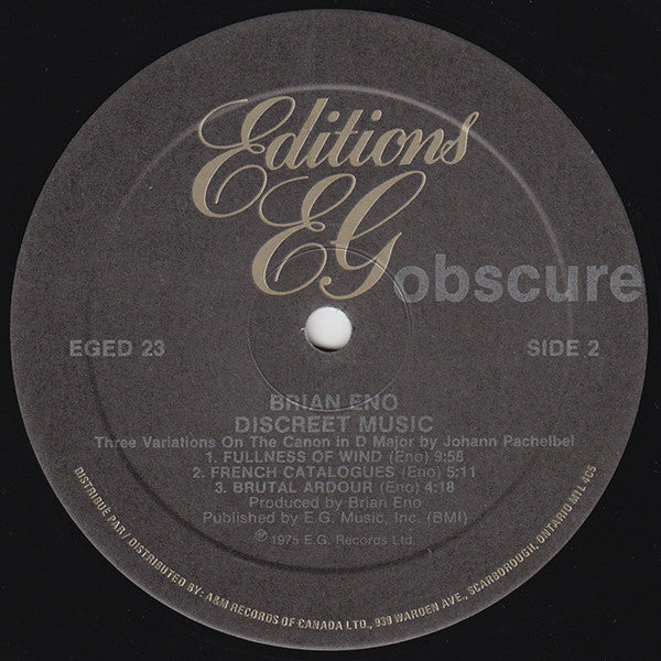 Brian Eno : Discreet Music (LP, Album, RE)