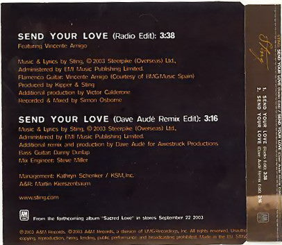 Sting : Send Your Love (CD, Single, Promo)