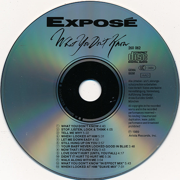 Exposé : What You Don't Know (CD, Album)