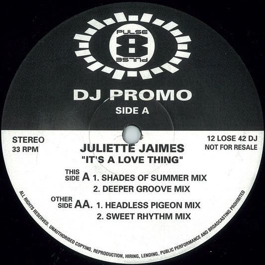 Juliette Jaimes : It's A Love Thing (12", Promo)
