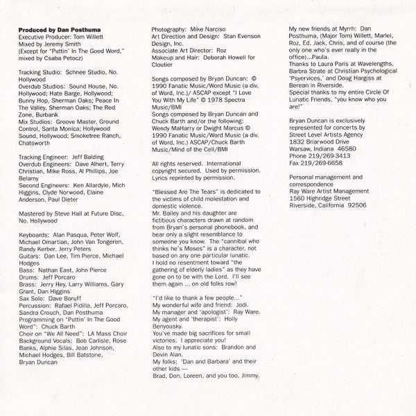 Bryan Duncan : Anonymous Confessions Of A Lunatic Friend (CD, Album)