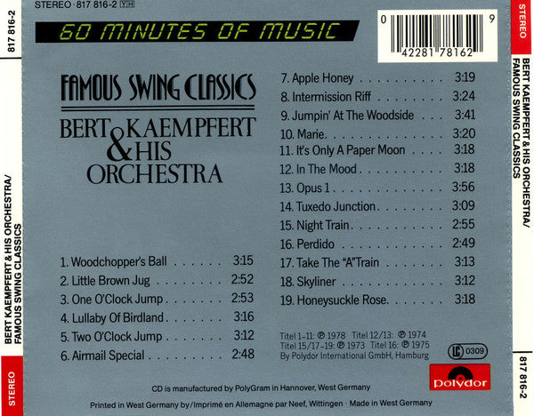 Bert Kaempfert & His Orchestra : Famous Swing Classics (CD, Comp)