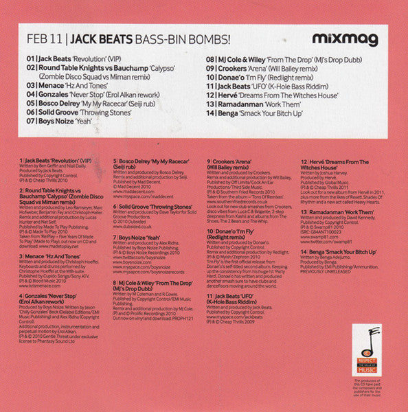 Jack Beats : Bass-Bin Bombs! (CD, Mixed, Car)