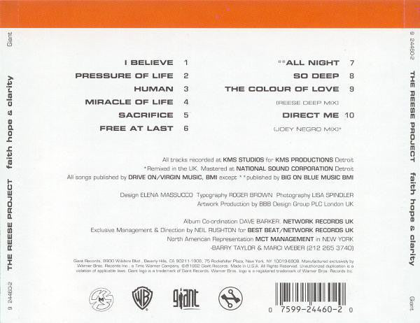 The Reese Project : Faith Hope & Clarity (CD, Album)