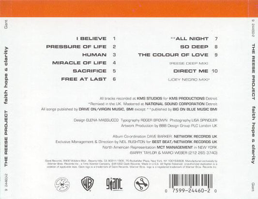 The Reese Project : Faith Hope & Clarity (CD, Album)