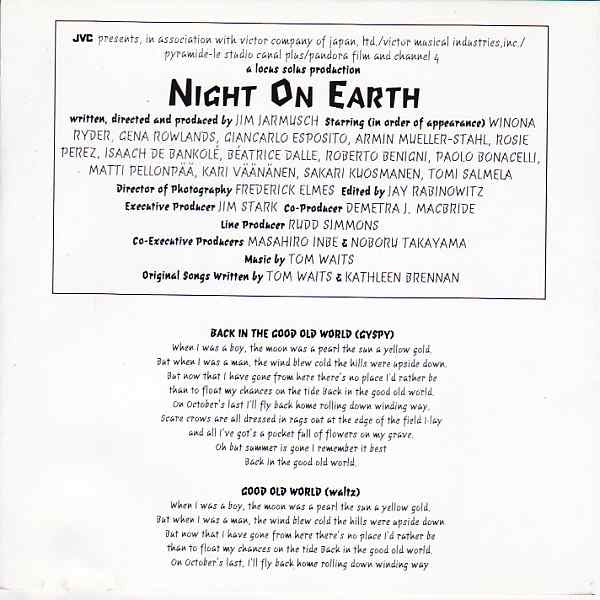 Tom Waits : Night On Earth (Original Soundtrack Recording) (CD, Album, RE)