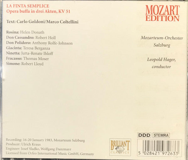 Wolfgang Amadeus Mozart : La Finta Semplice (3xCD, Album)
